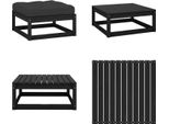 Vidaxl Sgabello Da Giardino Con Cuscino In Legno Di Pino Massiccio Nero - Sgabello - Poggiapiedi - Panca Per Piedi - Poggiapiedi