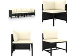 Vidaxl Divano Da Giardino A 4 Posti Con Cuscini In Poly Rattan Nero - Divano Da Giardino - Divani Da Giardino - Salotto - Lounging