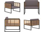 Vidaxl Sedie Da Giardino Con Cuscini 2 Pz. Legno Massiccio Di Acacia Grigio Scuro - Sedia Da Giardino - Sedie Da Giardino - Sedia Da Esterno - Sedie Da Esterno