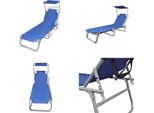 Vidaxl Lettino Prendisole Pieghevole Con Tettuccio In Acciaio E Tessuto Blu - Lettino Prendisole - Lettini Prendisole - Lettini Prendisole