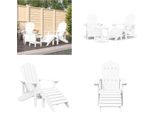 Vidaxl Sedie Da Giardino Adirondack Con Sgabello E Tavolo Hdpe Bianco - Sedia Da Giardino - Sedie Da Giardino - Sedia Da Esterno - Poltrona Da Giardino