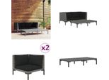 Vidaxl Set Salotto Da Giardino 3 Pezzi Grigio Scuro Semicircolare In Rattan - Set Salotto Da Giardino - Set Salotto Da Giardino - Set Salotto Da Esterno