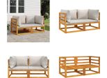 Vidaxl Divani Angolari Modulari 2 Pezzi Con Cuscini Grigio Chiaro In Legno Massiccio Di Acacia - Divano Angolare - Divani Angolari - Mobili Da Giardino - Divano Da Giardino