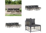 Vidaxl Set Salotto Da Giardino 7 Pezzi Con Cuscini In Poly Rattan Antracite - Set Salotto Da Giardino - Set Salotto Da Giardino - Mobili Da Giardino