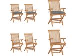 Vidaxl Sedie Da Giardino Con Cuscini Grigi 2 Pz. Legno Massiccio Teak - Sedia Da Giardino - Sedie Da Giardino - Sedia Da Giardino In Legno - Sedia Da Giardino In Legno Massiccio
