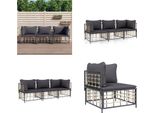 Vidaxl Set Salotto Da Giardino 3 Pezzi Con Cuscini In Poly Rattan Antracite - Set Salotto Da Giardino - Set Salotto Da Giardino - Mobili Da Giardino