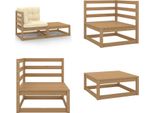 Vidaxl 2 Pezzi Set Salotto Da Giardino Cuscini Miele Marrone Pino Massiccio - Set Salotto Da Giardino - Set Salotto Da Giardino - Mobili Da Giardino In Legno - Mobili Da Giardino In Legno
