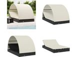 Vidaxl Lettino Da Sole Per 2 Persone Con Tetto Rotondo Nero 211X112X140 Cm - Lettino Da Sole - Lettino Da Sole - Lettino Da Giorno