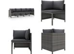 Vidaxl Divano Da Giardino A 4 Posti Con Cuscini In Poly Rattan Grigio - Divano Da Giardino - Divani Da Giardino - Lounge - Lounging