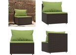 Vidaxl Divano Da Centro Giardino Con Cuscino In Poly Rattan Marrone - Divano Da Centro - Divani Da Centro - Divano Da Esterno