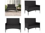 Vidaxl Panca Da Giardino A 2 Posti Con Cuscini In Poly Rattan Nero - Panca Da Giardino - Panche Da Giardino - Panca - Panca Da Esterno