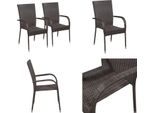 Vidaxl Sedie Da Giardino Impilabili 2 Pz. Poly Rattan Brown - Sedia Da Giardino - Sedie Da Giardino - Sedia Impilabile Da Giardino - Sedie Impilabili Da Giardino