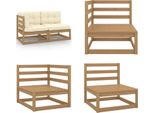 Vidaxl Set Salotto Da Giardino 2 Pezzi Con Cuscini In Legno Di Pino Massiccio Marrone Miele - Set Salotto Da Giardino - Set Salotto Da Giardino - Set Salotto - Set Salotto