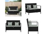 Vidaxl Panca Da Giardino A 2 Posti Con Cuscini In Poly Rattan Nero - Panca Da Giardino - Panca Da Giardino - Panca Per Riporre Oggetti - Panca Da Esterno