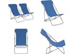 Vidaxl Sedie Da Spiaggia Pieghevoli 2 Pezzi In Acciaio E Tessuto Oxford Blu - Sedia Da Spiaggia - Sedia Da Spiaggia - Sedia A Sdraio - Sedie A Sdraio