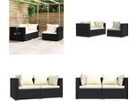 Vidaxl Set Salotto Da Giardino 3 Pezzi Con Cuscini In Poly Rattan Nero - Set Salotto Da Giardino - Set Salotto Da Giardino - Set Divano - Set Salotto Da Patio