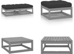 Vidaxl Poggiapiedi Da Giardino Con Cuscino 2 Pz. Legno Di Pino Massiccio Grigio - Poggiapiedi - Poggiapiedi - Panca Per Piedi - Poggiapiedi