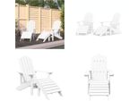 Vidaxl Sedie Da Giardino Adirondack 2 Pezzi Con Sgabelli Hdpe Bianco - Sedia Da Giardino - Sedie Da Giardino - Sedia Da Esterno - Poltrona Da Giardino
