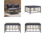 Vidaxl Sgabello Da Giardino Con Cuscino Grigio Scuro In Poly Rattan - Sgabello Da Giardino - Poggiapiedi - Panca Per Piedi