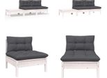 Vidaxl Set Salotto Da Giardino 3 Pezzi Con Cuscini In Legno Di Pino Massiccio Bianco - Set Salotto Da Giardino - Set Salotto Da Giardino - Set Mobili Da Giardino - Set Mobili Da Giardino