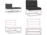 Vidaxl Set Salotto Da Giardino 2 Pezzi Con Cuscini In Pino Massiccio Bianco - Set Salotto Da Giardino - Set Salotto Da Giardino - Mobili Da Giardino In Legno - Mobili Da Giardino In Legno