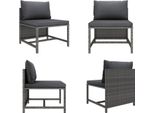 Vidaxl Divano Centrale Modulare Con Cuscini In Poly Rattan Grigio - Divano Centrale - Divani Centrali - Divano Centrale - Pezzi Di Divano Centrale