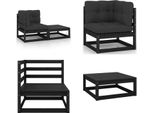 Vidaxl Set Salotto Da Giardino 2 Pezzi Con Cuscini In Pino Massiccio Nero - Set Salotto Da Giardino - Set Salotto Da Giardino - Mobili Da Giardino In Legno - Mobili Da Giardino In Legno