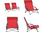 Vidaxl Sedie Da Spiaggia Pieghevoli 2 Pz. Tessuto Rosso - Sedia Da Spiaggia - Sedie Da Spiaggia - Sedia Da Campeggio - Sedie Da Campeggio