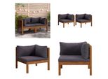 Vidaxl Divano Ad Angolo 2 Pezzi Con Cuscini Grigio Scuro In Teak Massiccio - Divano Ad Angolo - Divani Ad Angolo - Divano - Divani