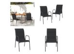 Vidaxl Sedie Da Giardino 2 Pezzi Acciaio E Textilene Nero - Sedia Da Giardino - Sedie Da Giardino - Sedia Da Esterno - Sedia Da Patio