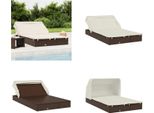 Vidaxl Lettino 2 Persone Con Tetto Marrone 213X118X97 In Poly Rattan - Lettino - Lettino - Lettino - Day Bed
