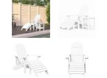 Vidaxl Sedia Da Giardino Adirondack Con Sgabello E Tavolo Hdpe Bianco - Sedia Da Giardino - Sedia Da Giardino - Sedia Da Esterno - Poltrona Da Giardino