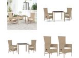 Vidaxl Set Da Pranzo Da Giardino 3 Pezzi Con Cuscini In Poly Rattan Beige - Set Da Pranzo Da Giardino - Set Da Pranzo Da Giardino - Set Da Pranzo Da Terrazza