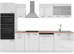 Vicco Cucina Componibile R-Line, 300 Cm Con Armadio Alto, Pt Rovere, Bianco Lucido/Bianco