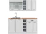 Vicco Cucina Completa R-Line, 160 Cm , Pt Rovere, Casa Di Campagna Bianca/Bianco