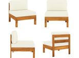 Vidaxl Divano Centrale Con Cuscini Bianchi Crema In Legno Massiccio Di Acacia - Divano Centrale - Divani Centrali - Divano Centrale - Pezzi Di Divano Centrale