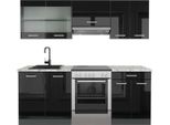 Vicco Cucina Componibile R-Line, 200 Cm , Pt Marmo, Nero Lucido/Antracite