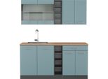 Vicco Cucina Completa R-Line, 160 Cm , Pt Rovere, Blu-Grigio/Antracite