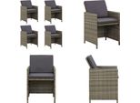 Vidaxl Sedie Da Giardino Con Cuscino 4 Pz. Poly Rattan Grigio - Sedia Da Giardino - Sedie Da Giardino - Poltrona Da Giardino - Sedia Da Pranzo
