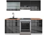 Vicco Cucina Componibile R-Line, 200 Cm , Pt Rovere, Antracite Lucido/Bianco