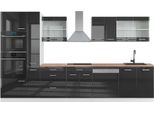 Vicco Cucina Componibile R-Line, 350 Cm Con Armadio Alto, Pt Rovere, Antracite Lucido/Bianco