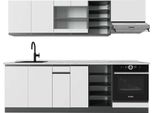 Vicco Cucina Componibile R-Line, 240 Cm , Pt Marmo, Bianco/Antracite