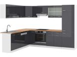 Vicco Cucina Angolare Completa R-Line, 227 X 287 Cm , Pt Rovere, Antracite Lucido/Bianco