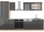 Vicco Cucina Componibile R-Line, 300 Cm , Pt Marmo, Antracite Lucido/Oro Power Oak