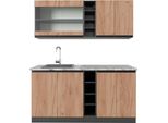 Vicco Cucina Completa R-Line, 160 Cm , Pt Marmo, Quercia Dorata/Antracite