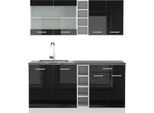 Vicco Cucina Completa R-Line, 160 Cm , Pt Antracite, Nero Lucido/Bianco