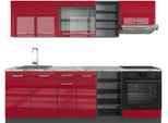 Vicco Cucina Componibile R-Line, 240 Cm , Pl Marmo, Rosso Lucido/Antracite/Antracite