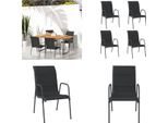 Vidaxl Sedie Da Giardino 4 Pezzi In Acciaio E Textilene Nero - Sedia Da Giardino - Sedie Da Giardino - Sedia Da Esterno - Sedia Da Patio