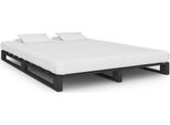 Vidaxl Letto A Pallet Grigio In Pino Massiccio 120×200 Cm - Struttura Letto - Cornici Letto - Struttura Letto - Letto