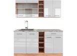 Vicco Cucina Completa R-Line, 160 Cm , Pt Marmo, Bianco Lucido/Oro Power Oak